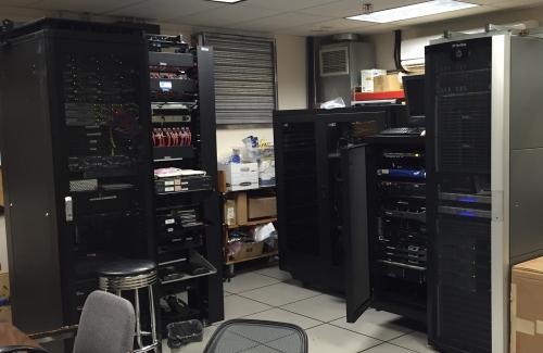 Equipment racks in a server room